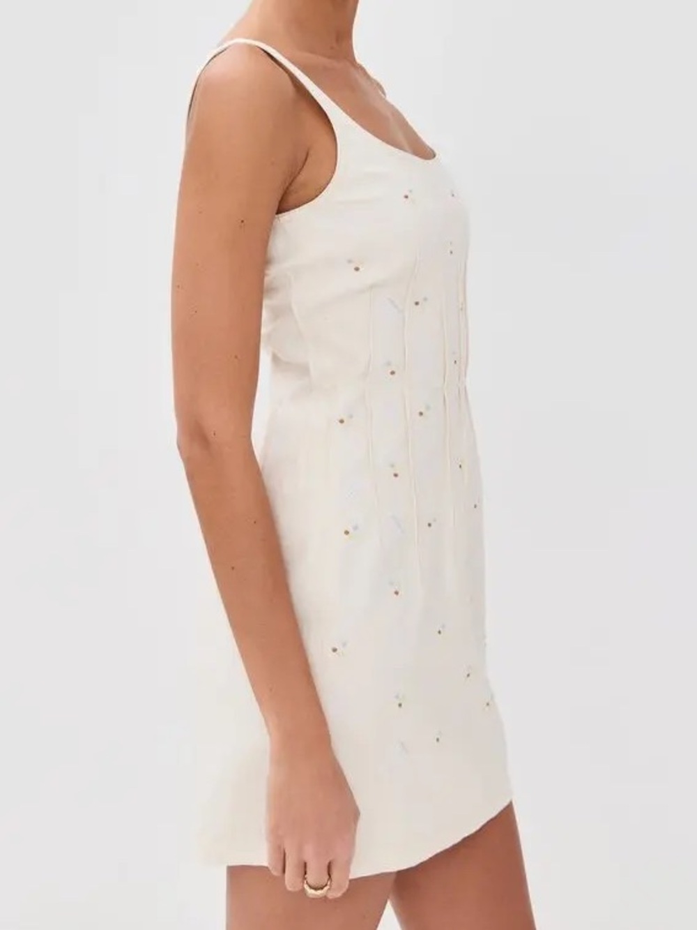 NWT - Marni Embroidered Denim Mini Dress in Bone White Size 6 - Picture 2 of 13